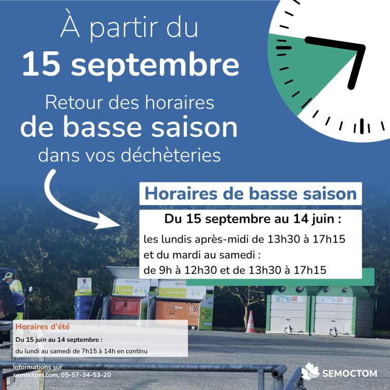 horaires déchèteries